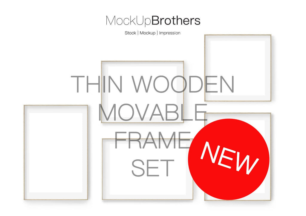 Movable Frame Set Mockup thin brightwood
