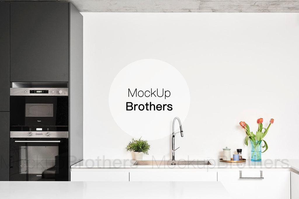 modern kitchen wall mockup by MOckup Brothers