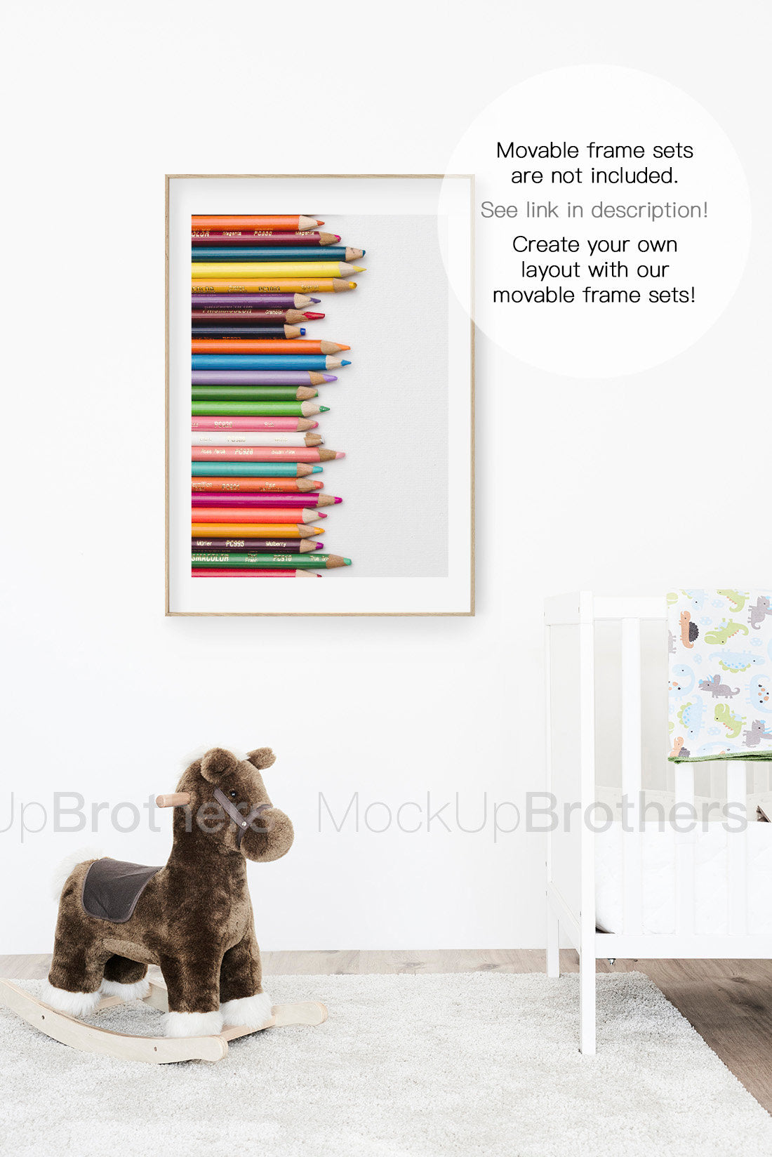 Frame mockup on white wall by mockup Brothers
