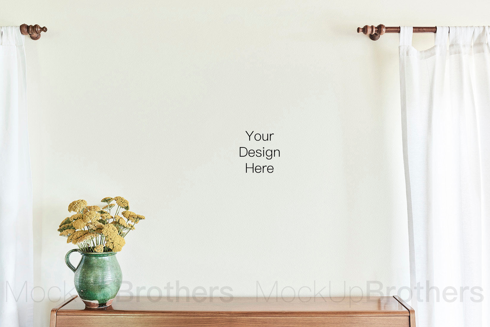 Wall art mockup with yellow flower