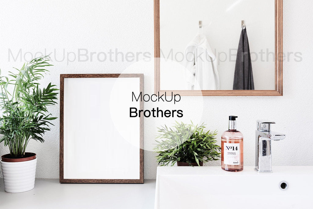 Bathroom mockup with frame by Mockup Brothers