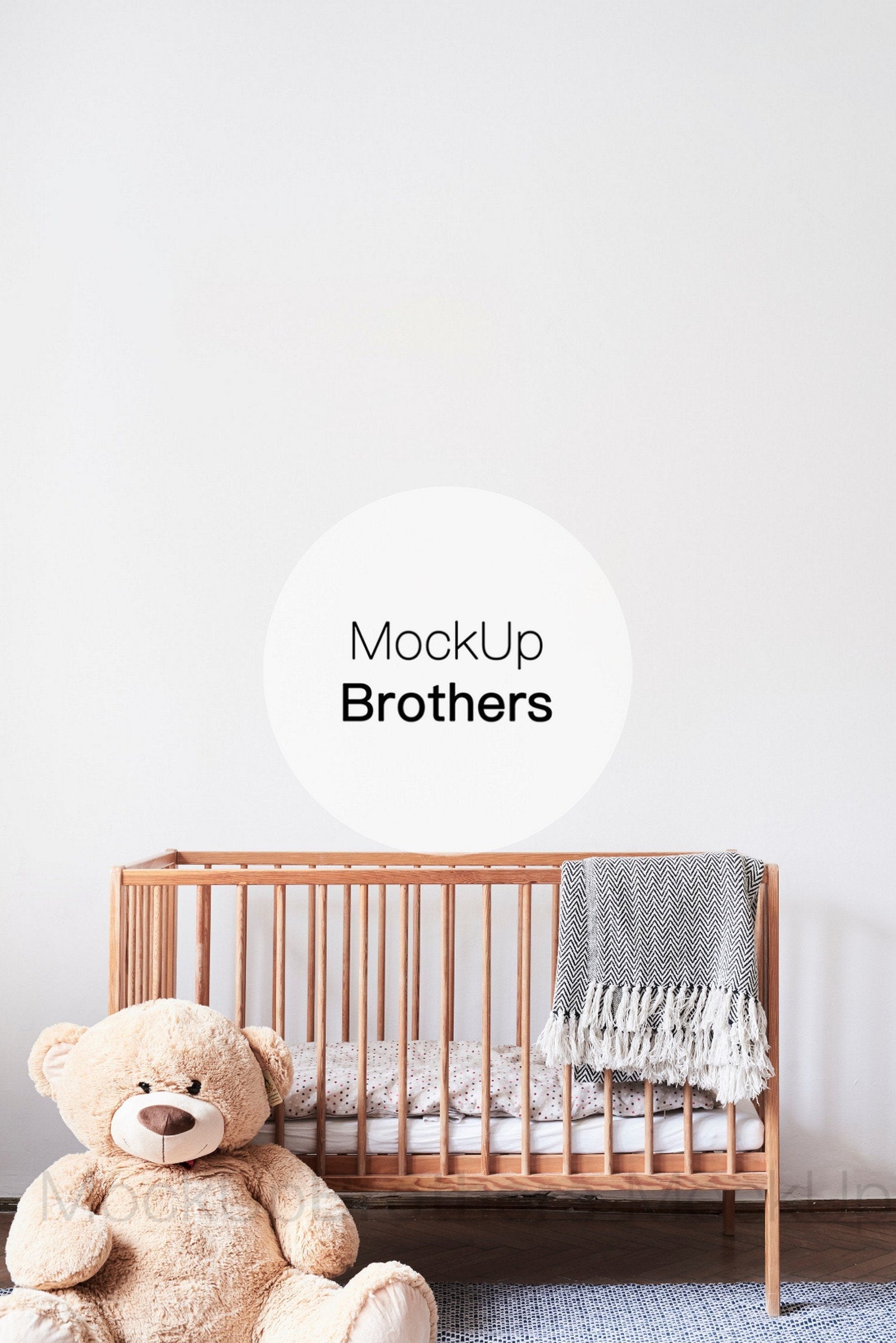 Cute nursery room mockup with teddy bear by mockupbrothers