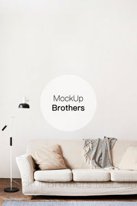 Empty wall mockup in living room interior by Mockup Brothers