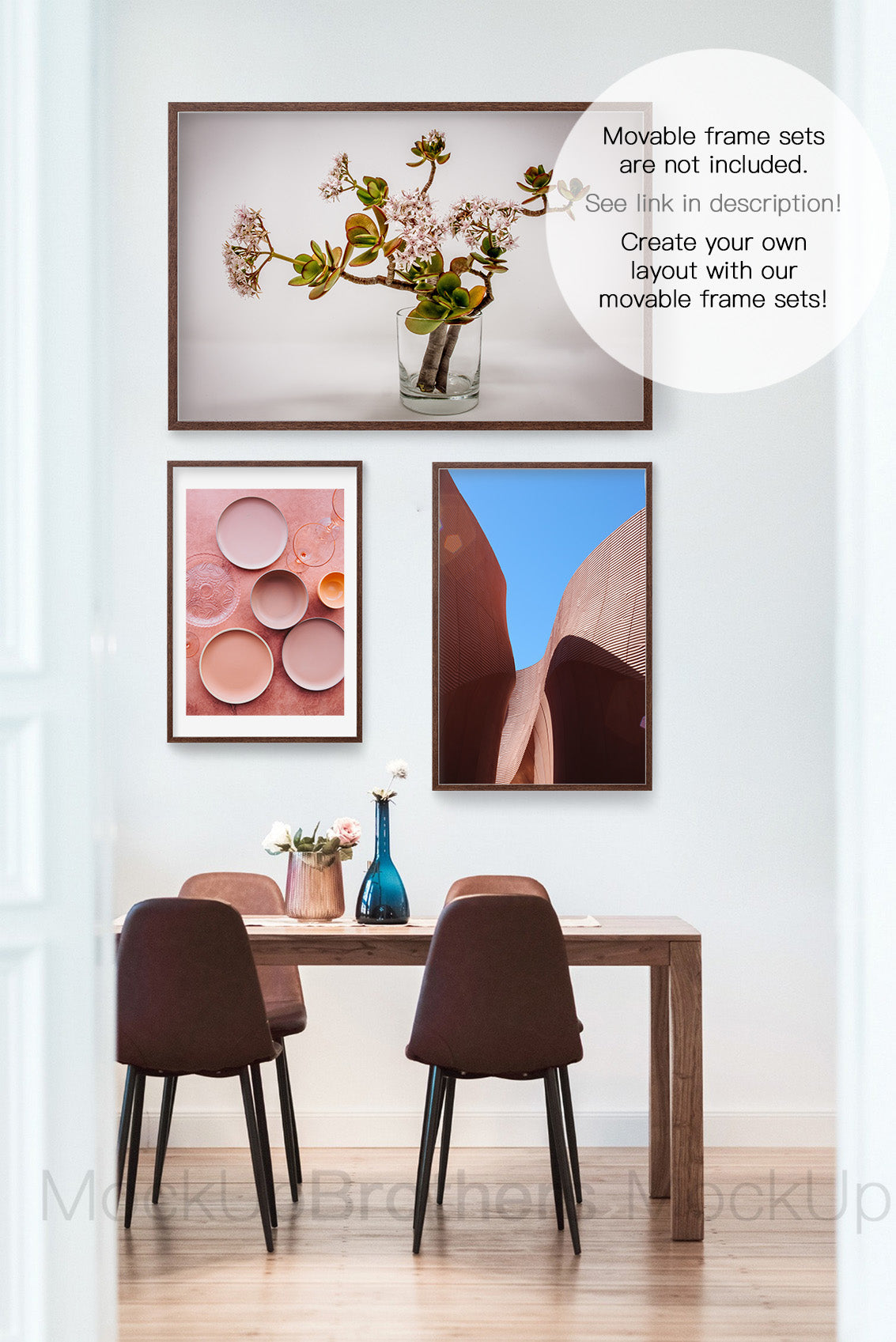 Dining room interior mockup for large paintings 91